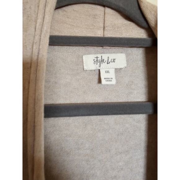Style & Co Beige Raw Hem Two Tone Open Cardigan XXL - Picture 8 of 11